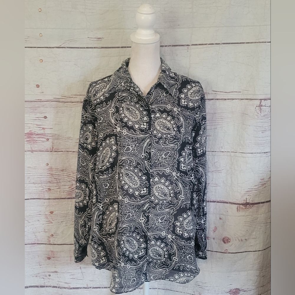 Diane Von Furstenberg Vintage Button Front Paisley Blouse Size M/L